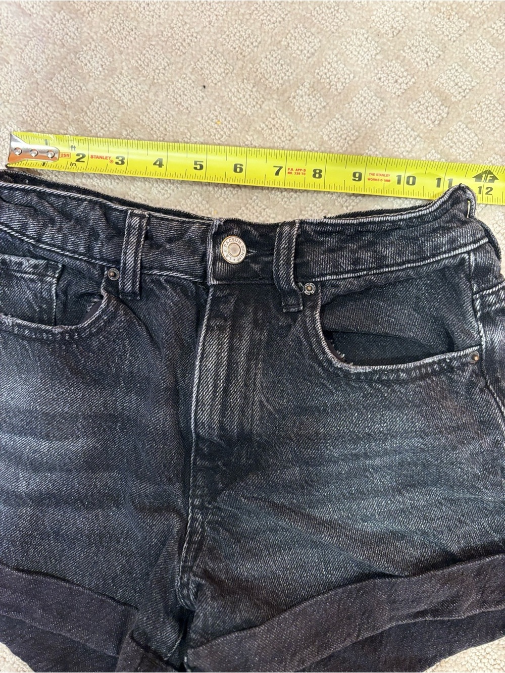 PacSun Black Denim Mom Shorts High Rise Rigid Denim Women's 24 XS - Picture 6 of 8